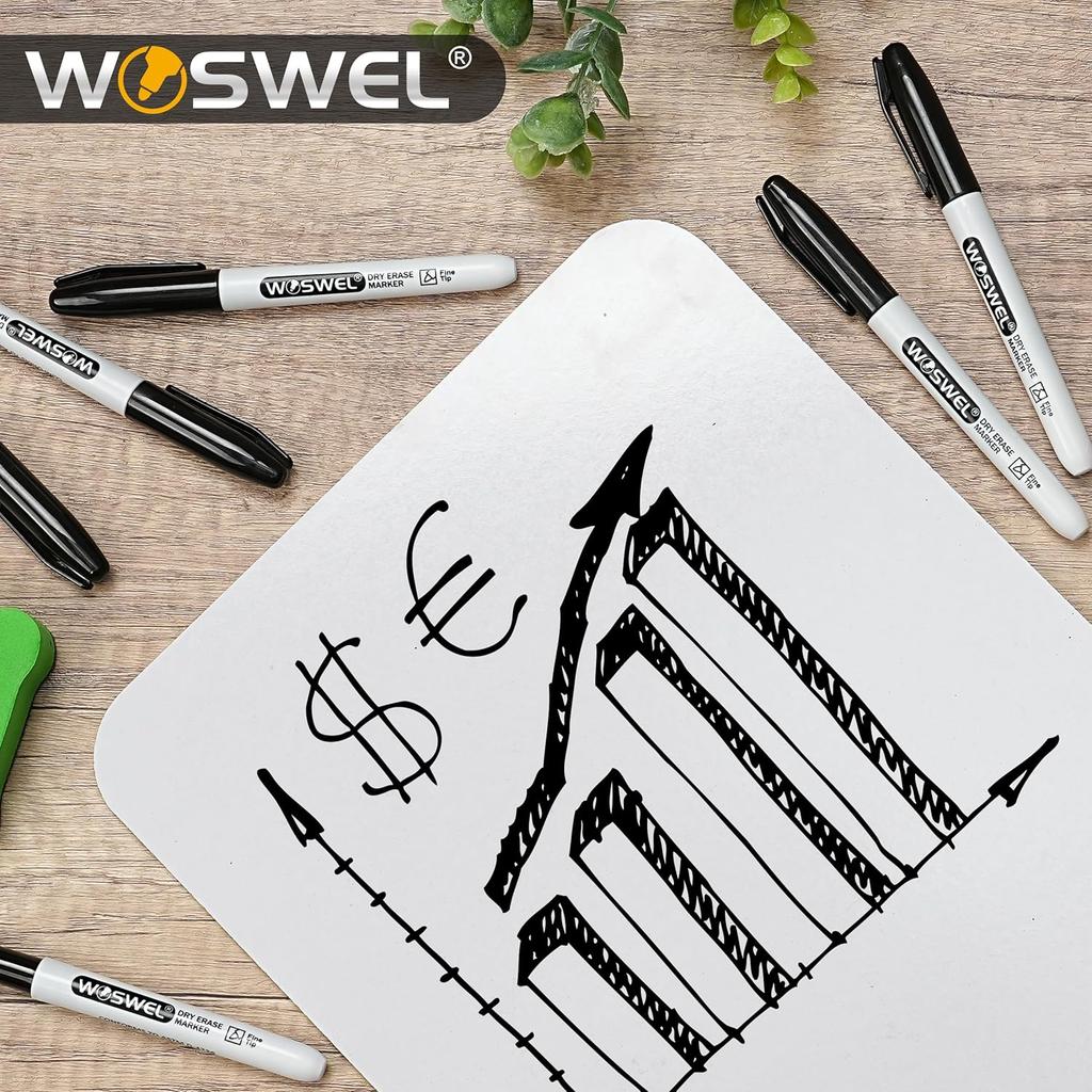 Dry Erase Markers,24 Pack Black Fine Tip Whiteboard Markers, Round Point Low Odor Dry Erase Marker for School Office and Home