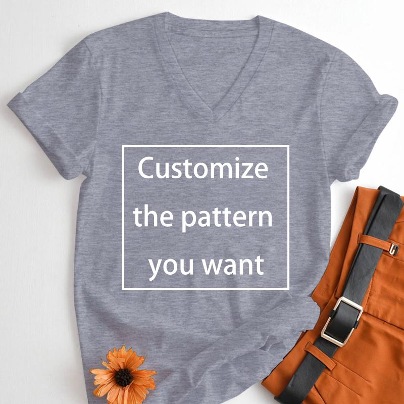 2024 Fashion Customized TShirts Women Men Harajuku Vneck Tshirt Summer Short Sleeve Tops Tees DIY Graphics Unisex Shirts