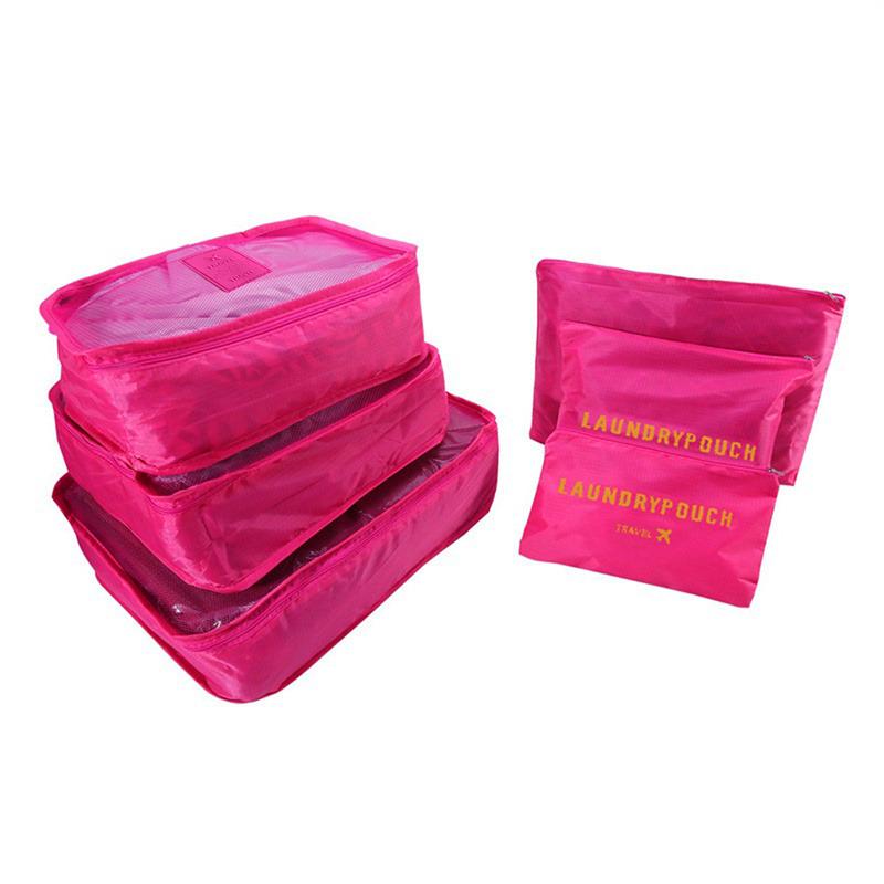 6 PCS Travel Storage Bag Set for Clothes Tidy Organizer Wardrobe Suitcase Pouch Travel Organizer Bag Case Shoes Packing Cube Bag
