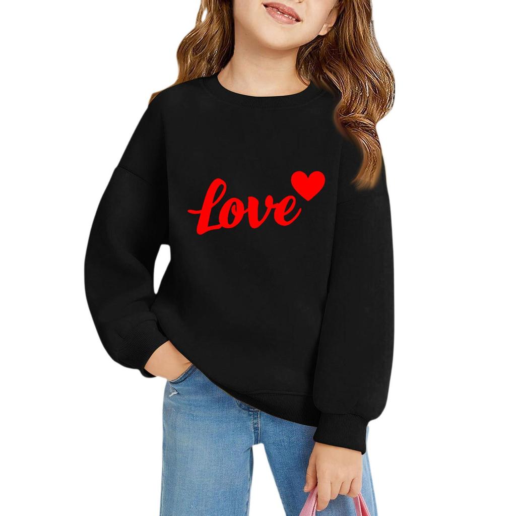 Mädchen Rundhals-Pullover für Kinder Bedruckte Baby-Oberteile Valentinstag