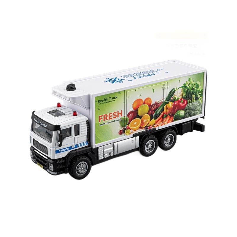 1/50 Alloy Engineering Truck Refrigerated Truck Model Fruit and Vegetable Fresh-keeping Transport Truck Container Truck Toy