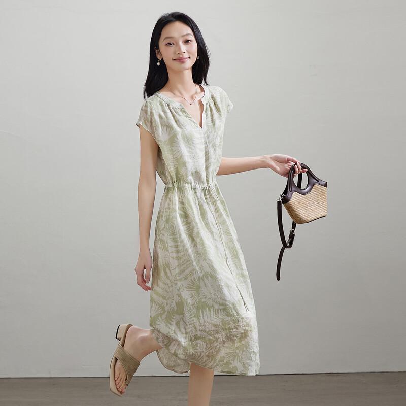 SOFSIL Women s Relaxed Ramie Flutter Sleeve Midi Dress L