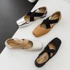 Leather Ballet Shoes Wear Retro Hollow Single Shoes Women's Low-heeled Shallow Mouth Mary Jane Shoes