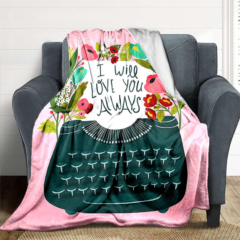 1pc Love Always Blanket, Lightweight Flannel Throw Blanket For Sofa, Bed, Travel, Camping, Living Room, Office197