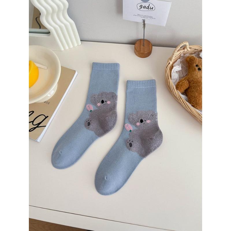 

Ця Осінньо-Зимова Колекція Містить Плюшеві Мультяшні Шкарпетки з Чистої Бавовни До Середини Ікри для Жінок у Милому Шкільному Стилі 1 pair синій