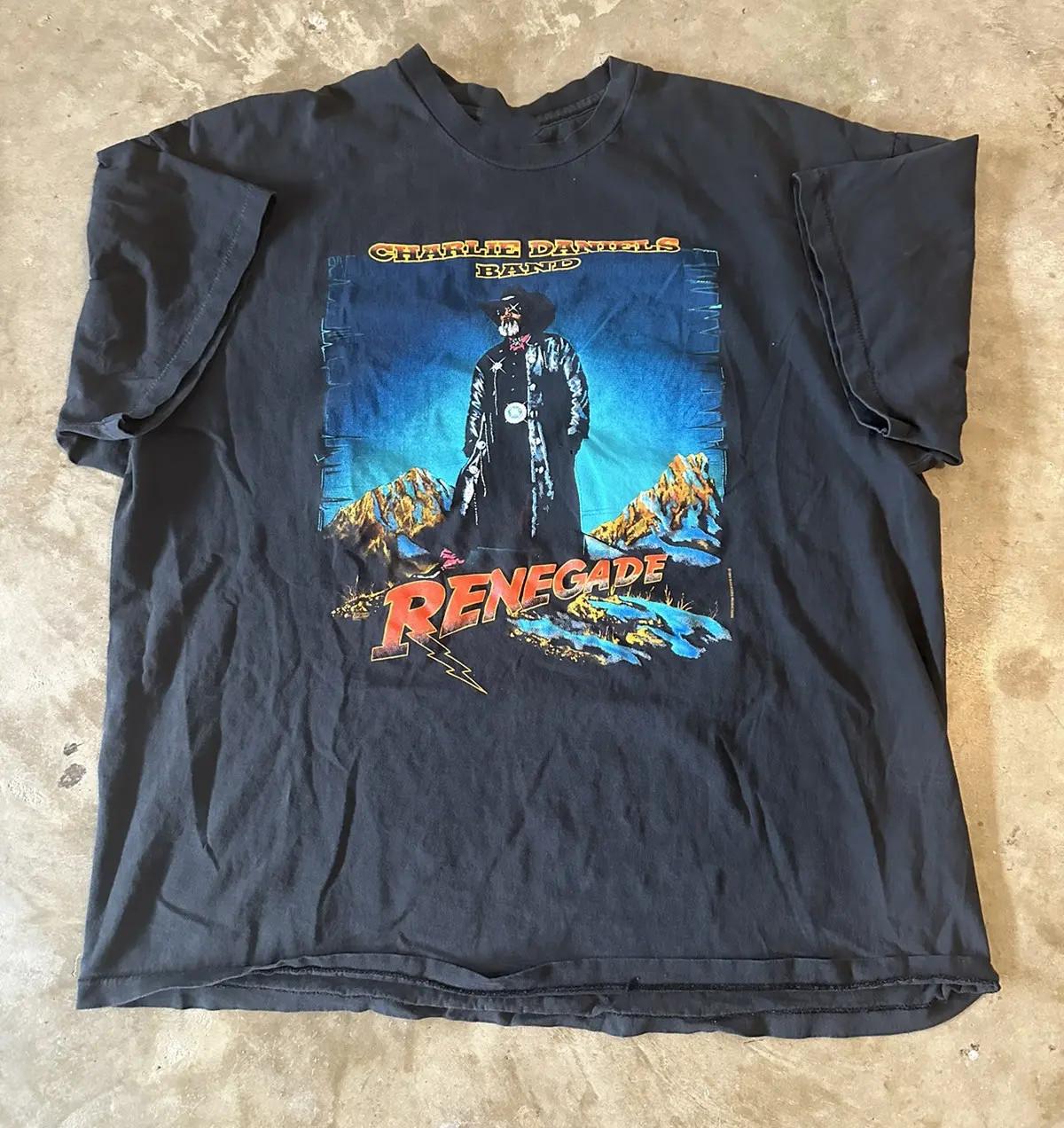 VTG Charlie Daniels RENEGADE Heavy Cotton Shirt Black S-5XL CM511 XXXL
