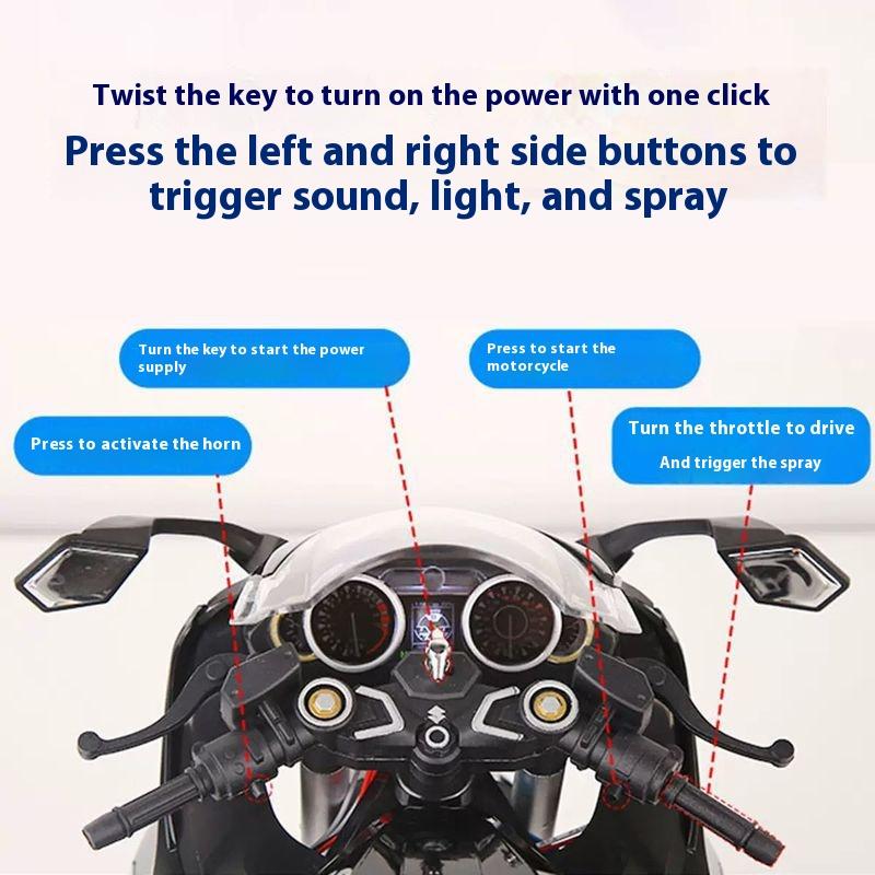 1/6 Suzuki Hayabusa Cool Alloy Motorcycle Model, Cool Sound and Light, Exhaust Pipe Sprayable, The Best Collection for Motorcycle Enthusiasts