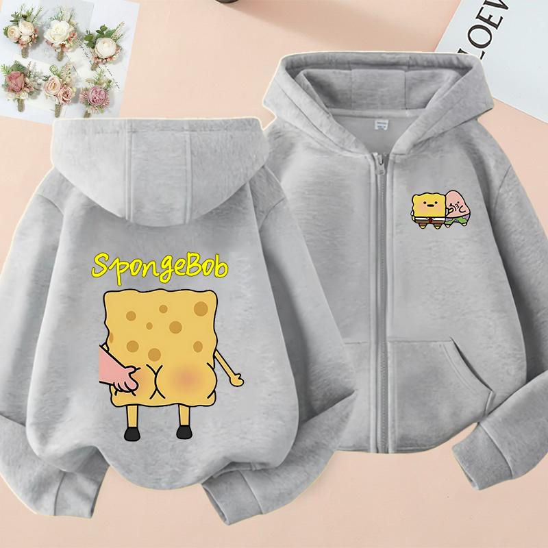 

Губка Боб Патрик Стар Мультфильм Аниме Семейная одежда Мальчики и Девочки Весна Осень И Зима Толстовка с капюшоном на молнии Свитера для родителей и детей 150