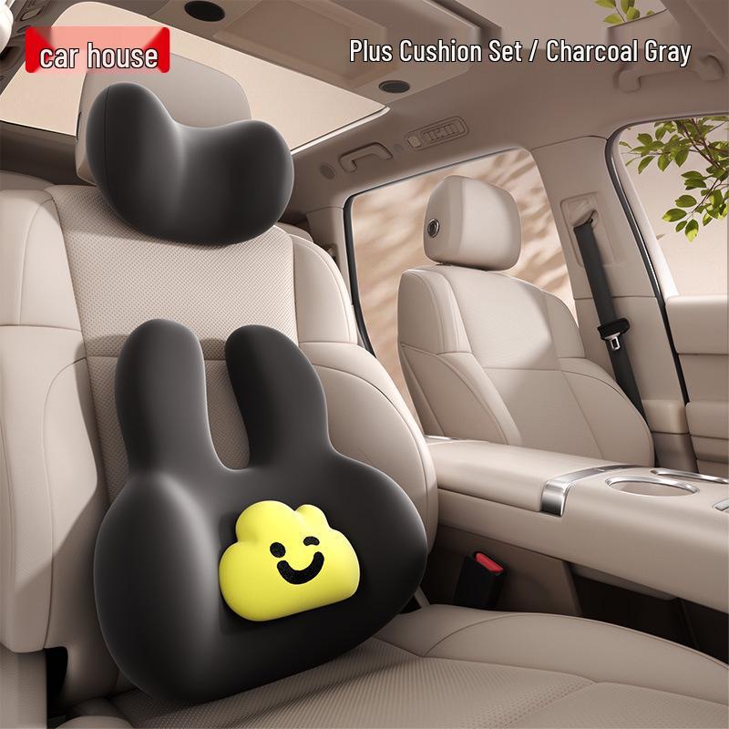 Car Headrest & Lumbar Support Pillow - Cute, Skin-Friendly Memory Foam for Neck & Back Comfort
