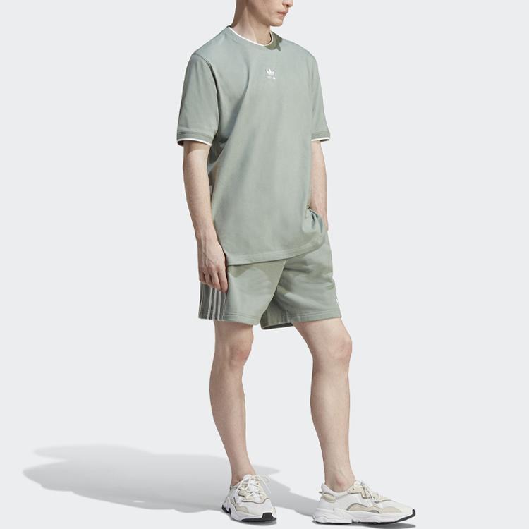 Adidas Originals Trefoil Solid Logo Letter Casual Sports Short Sleeve T-Shirt Men Tops Green IB8686