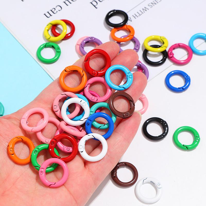 Yogodlns 10/50 Stück Metall-O-Ring, Federverschluss, zum Öffnen, rund, Karabiner, Schlüsselanhänger-Clips, DIY-Schmuck, Schnalle, Verbinder, Taschenzubehör, mehrere Farben
