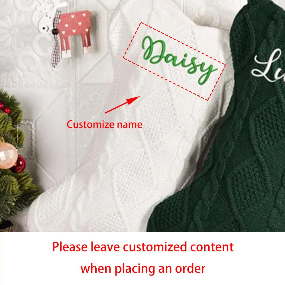 Custom Bone Christmas Stocking Dog Bone Knitted Christmas Stocking with Name Bone Holiday Stocking for Dog Santa Sack Kid Gift 1pcs 24x42cm