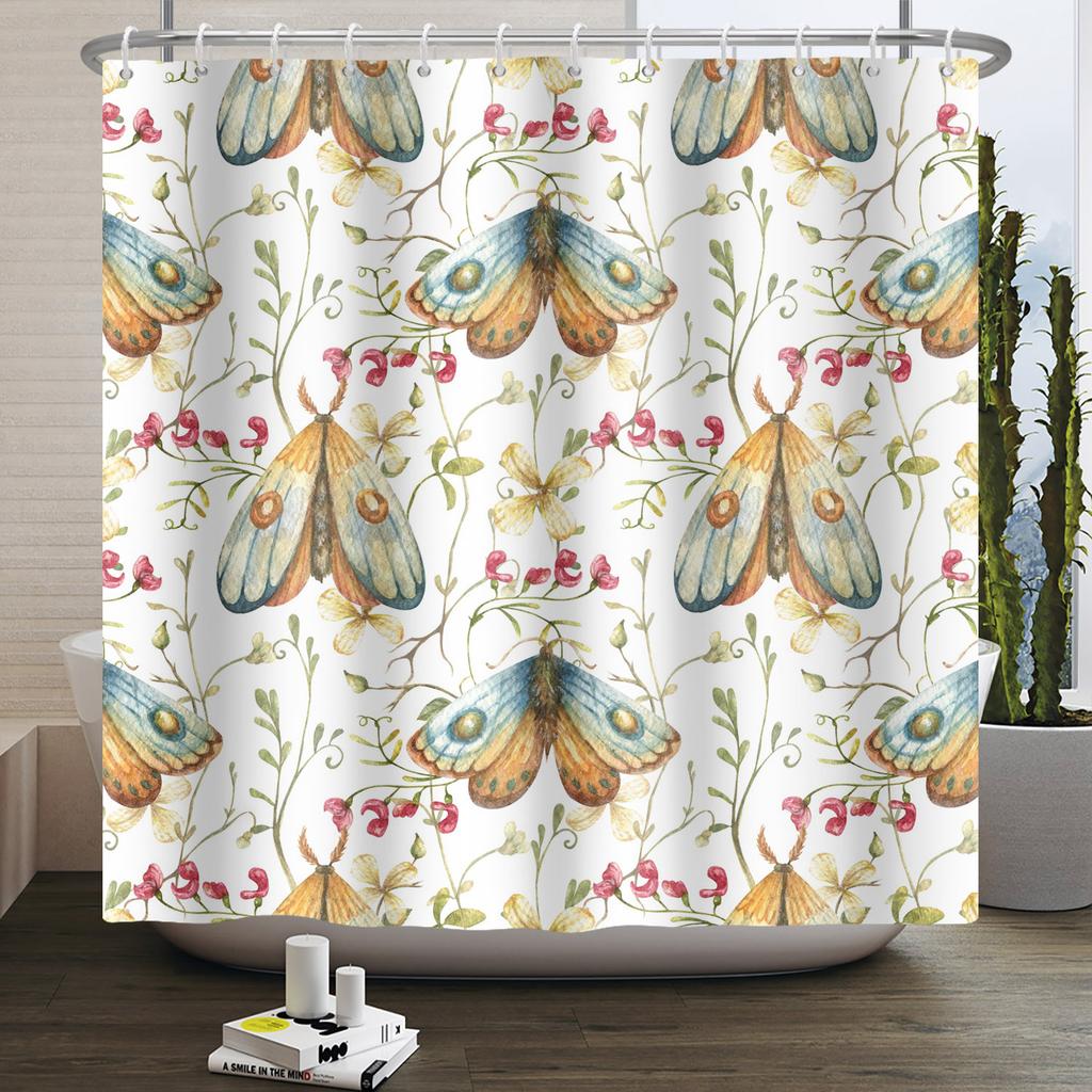 Bathroom Curtain with Fabric 180x180 Colorful Floral Spring Blossom Tree Boho Bathtub Waterproof Shower Curtains With Hooks
