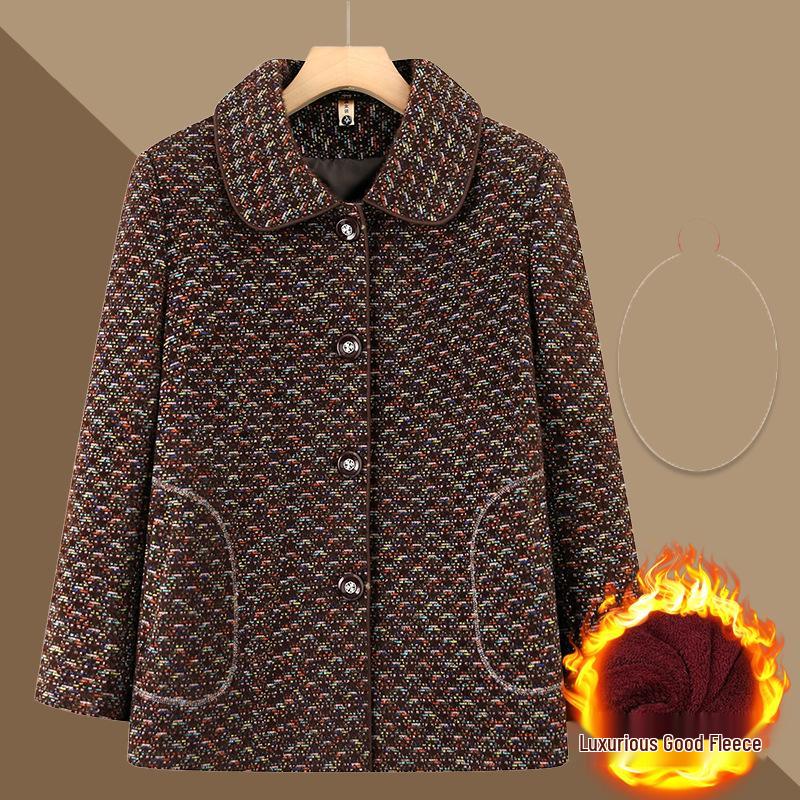 Spring and Autumn Outerwear for Middle-aged and Elderly Women, Plus Size, Short Style, Ages 60-80.