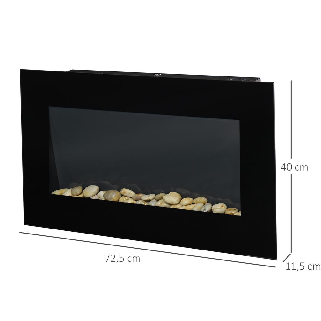 Electric Wall Fireplace, 1000W/2000W, LED Fire Effect, Remote Control, Stylish Look, with Heating Function