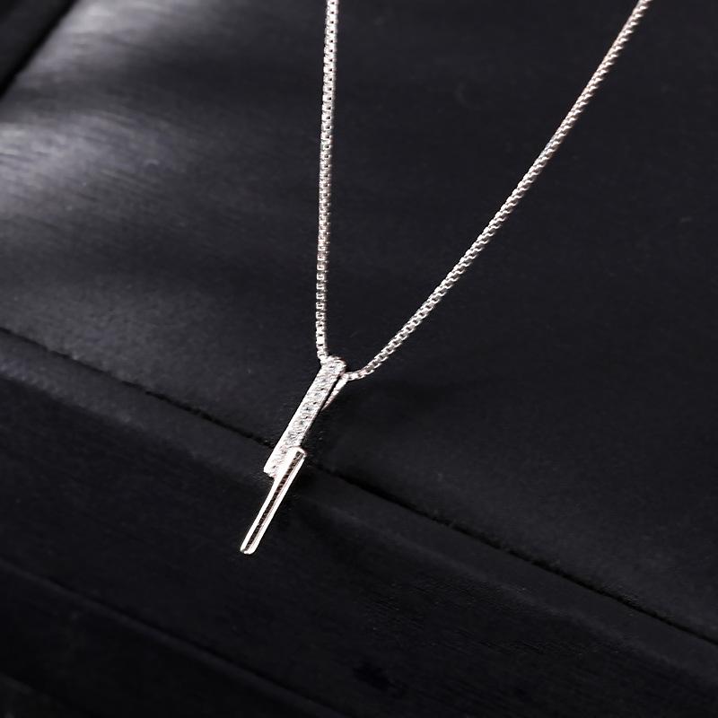 Flash Diamond Long Geometric Line Necklace Simple Small Fresh Everything with Strip Line Female Collarbone Chain Chic Choker Tide
