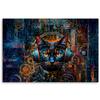 Canvas print, DJ cat in abstract colors