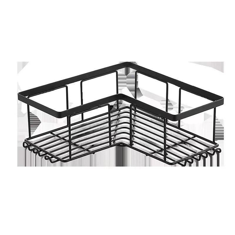Black bathroom storage rack without punching bathroom triangle storage rack wall mounted shampoo and washbasin storage supplies