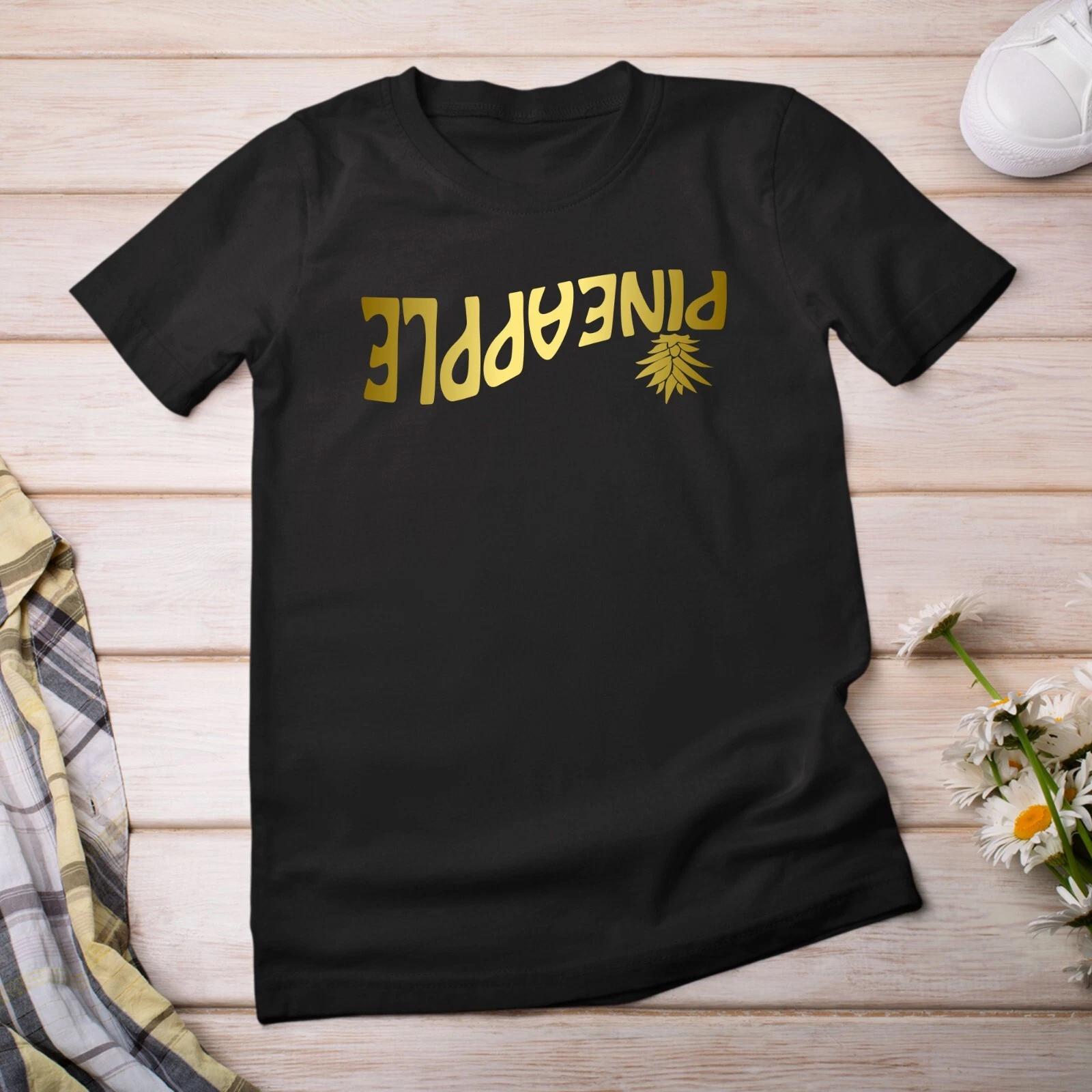 Upside Down Pineapple Tee, Swinger Pineapple Subtle Golden Print Unisex T-Shirt M