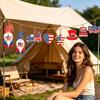 Wooden Hanging Ornaments Set Patriotic Theme Gnome Heart Star Round Shaped Decorations for Independence Day Home Party Office School