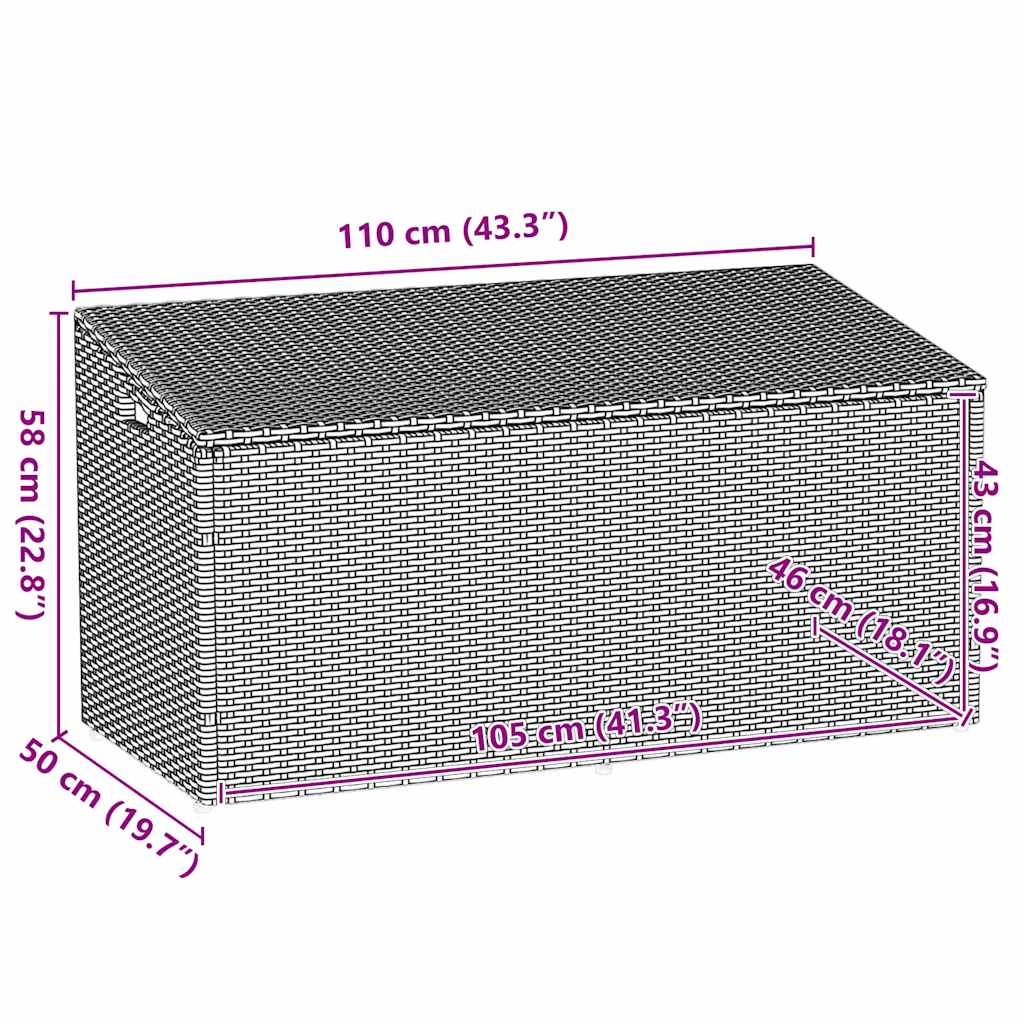 Garden Storage Box Grey 110 X 50 X 58 Cm Poly Rattan