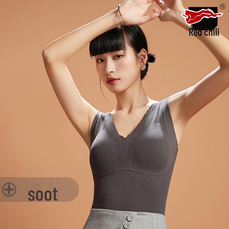 

Женский терможилет из графена с V-образным вырезом - бесшовный, корректирующий фигуру, теплый Medium