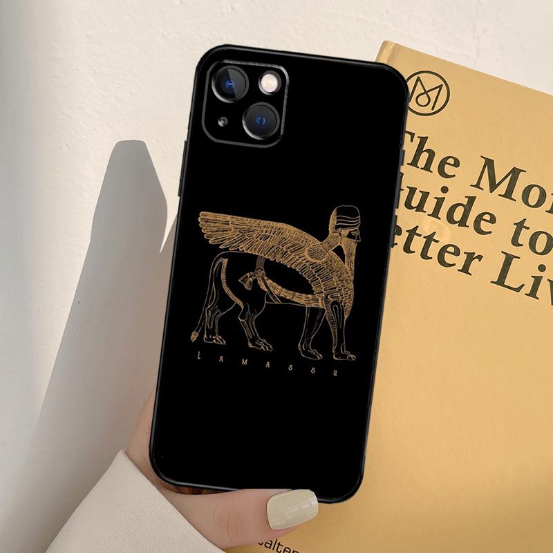 Lamassu Assyrian Winged Bull Phone Case For iPhone 16 15 14 Pro Max Plus 12 11 13 Pro Max 12 Mini 13 Mini Cover