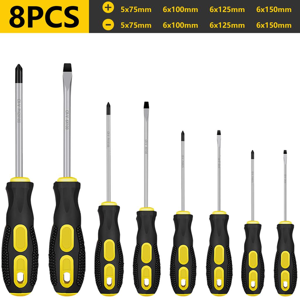 Magnetic Screwdrivers Set,  Phillips and  Slotted Tips Professional Cushion Grip Screwdriver Set