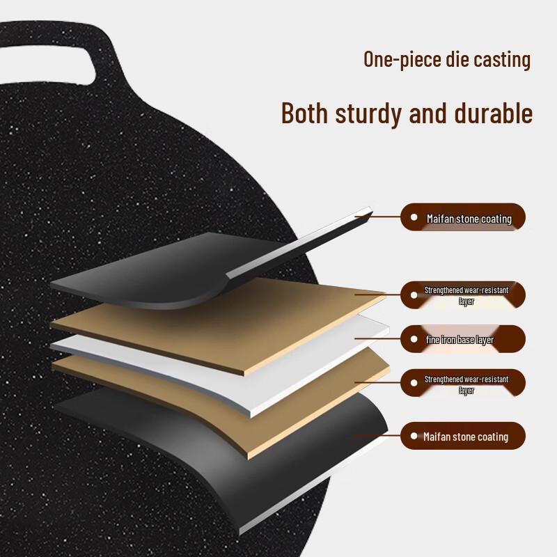 Huanle 40cm Cast Iron Griddle for Gas Stoves
