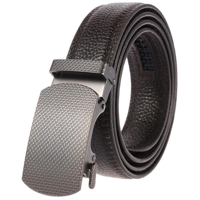Alloy Automatic Buckle Top Grain Leather Belt - Men's Leather Belt - Genuine Leather Belt