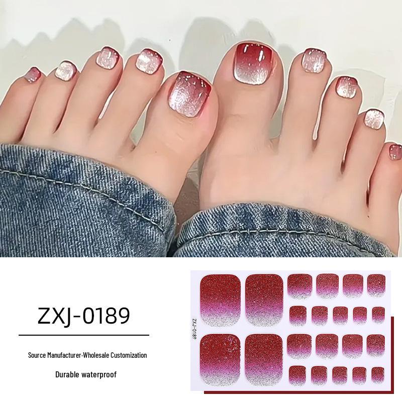 

Водостойкие наклейки для ногтей на ногах с градиентным блеском - Дизайн Кристальный флеш с полным покрытием