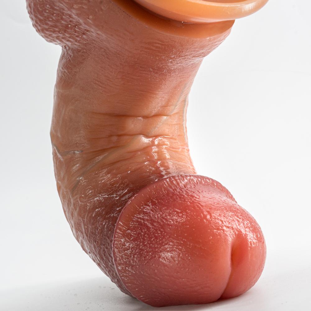 Big Old Man Super Thick Long Double Layer Liquid Silicone Dildo Fake Cock Penis Big Penis for Men and Women Masturbation Sex Toys