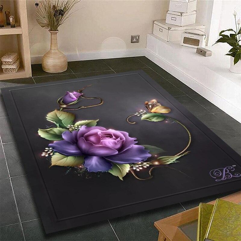 Fashion Modern Area Rugs Gold Rose Pattern Room Bedroom Floor Mat Carpet Rugs and Carpets for Home Living Room