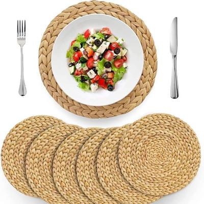 Hand-woven Rattan Placemats - Round Woven Table Mats, Suitable for Dining Rooms and Living Rooms, Heat-resistant
