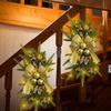 Xmas Artificial Swag Prelit Stairway Front Door Wall Window Swag for Indoor Outdoor