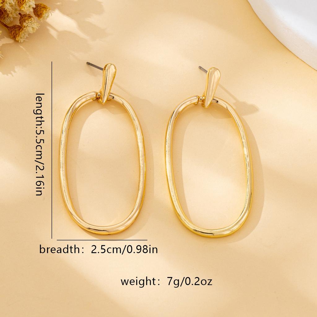 Women's Earrings, Simple Geometric Oval-Shaped Earrings, Suitable for Daily Wear and Vacation Wear