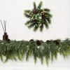 Artificial Christmas Pine Wreath Plastic Pine Needles Rattan Fake Plants Christmas Hanging Ornament Xmas Fireplace Decoration