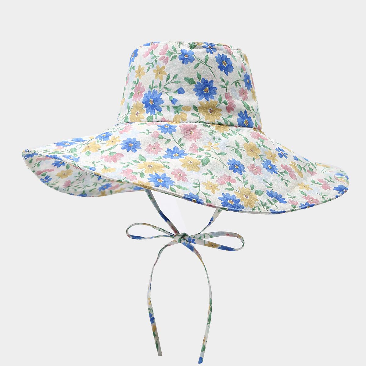 Freedom Outdoors Women's Spring Summer Flower Print Bucket Hat Foldable Sunshade Casual Korean Style Outdoor Sun Hat Cloth Sunhat 56-58Cm