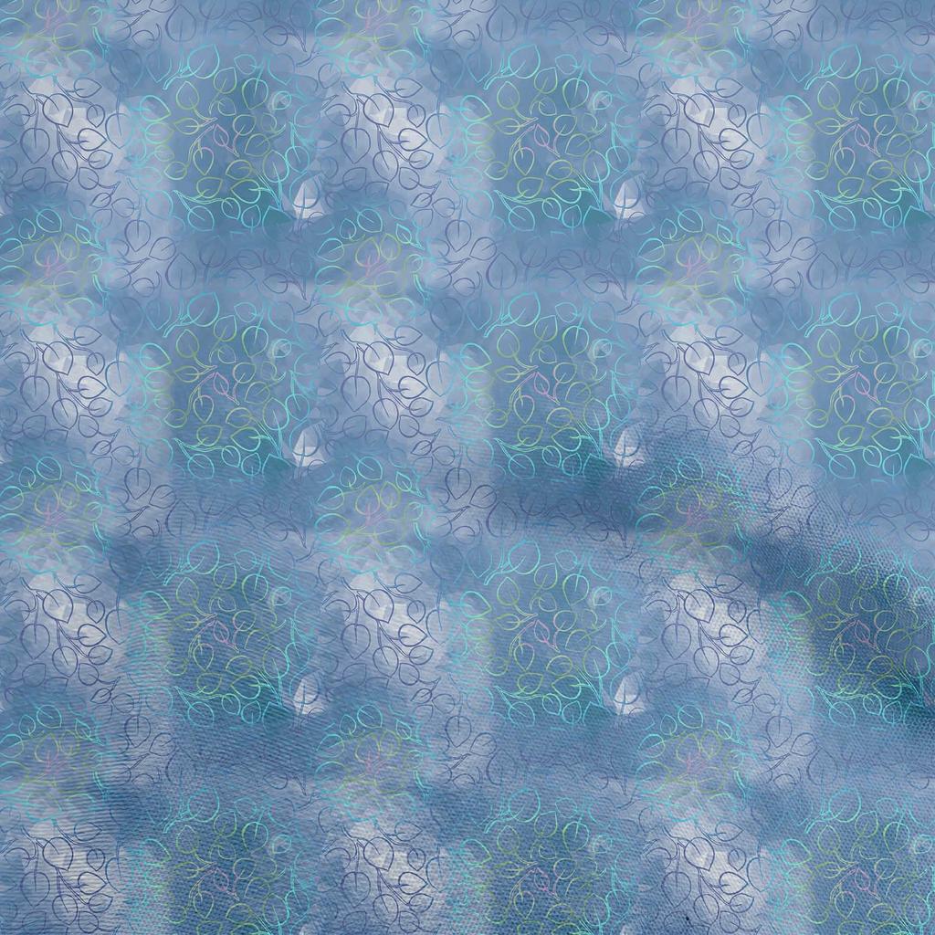 oneOone Cotton Flex Medium Blue Fabric Leaves Dress Material Fabric Print Fabric By The Yard 40 Inch