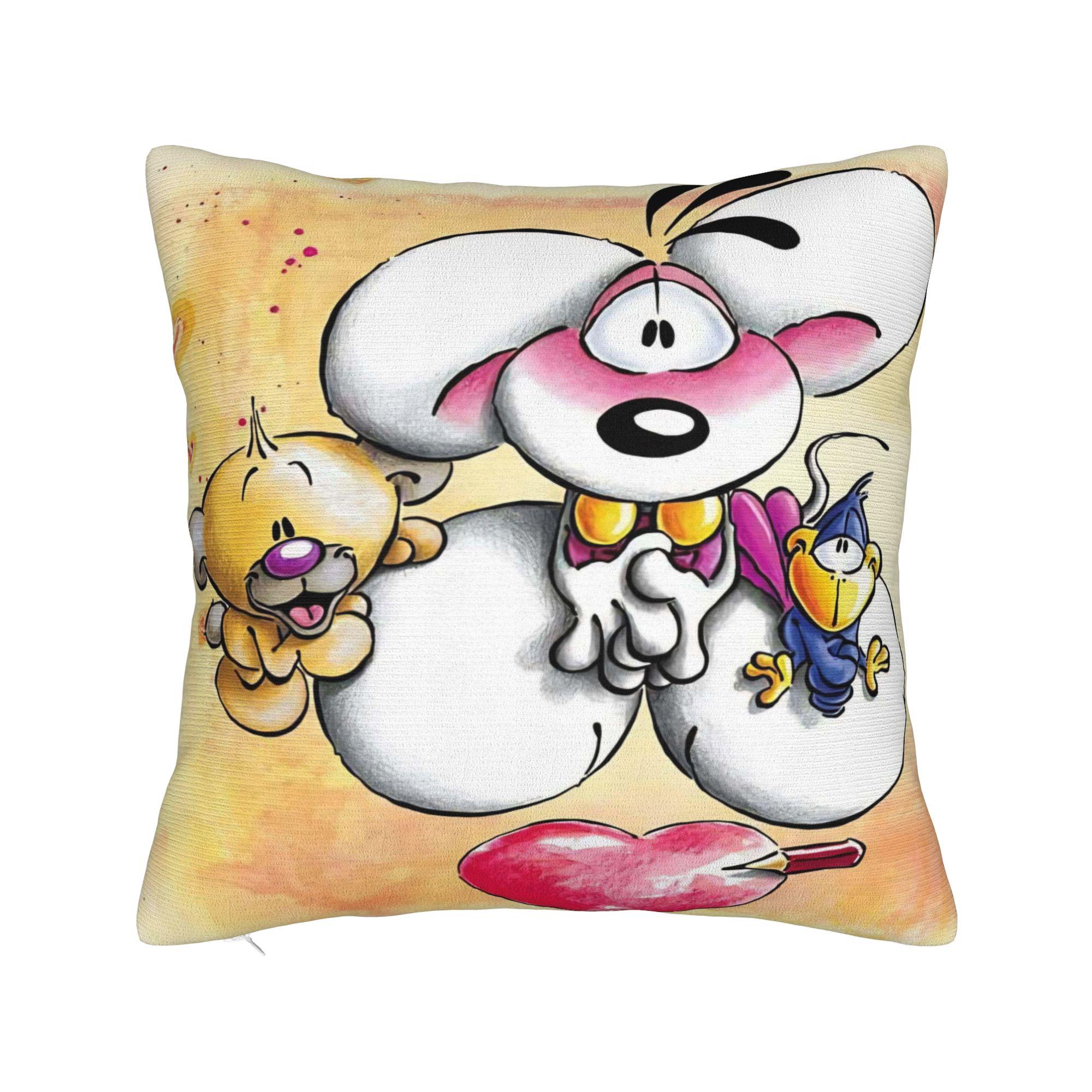 

Cartoon D-Diddl Pillowcases Retro Trendy Pillow Case For Sofa Home Decoration Print Pillow Cover 18x18Inch