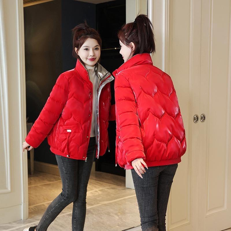 2025 Glossy Short Disposable Down Padded Jacket Winter New Korean Cotton Jacket Loose Stand Collar Fashion Padded Jacket