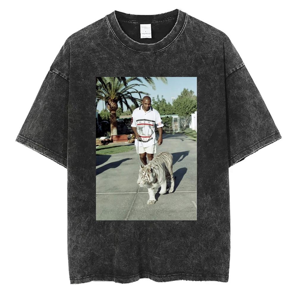 Gewaschenes Vintage Mike Tyson Prime Merch T-Shirt Herrenkleidung Hip Hop Gothic Rock T-Shirt Herren Fitnessstudio Übergroße T-Shirts Oberteile