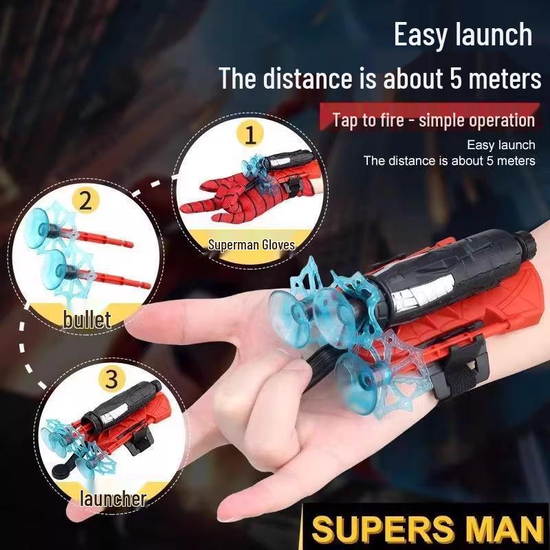 Hero Wearable Spider Launcher Toy with Suction Cup Soft Bullets for Kids