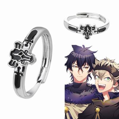 Anime Black Clover Quartet Knights Cosplay Gredzens Dēmons Asta Regulējami Sakausējuma Gredzeni Unisex Rotaslietas Rekvizīti Aksesuāri Dāvana