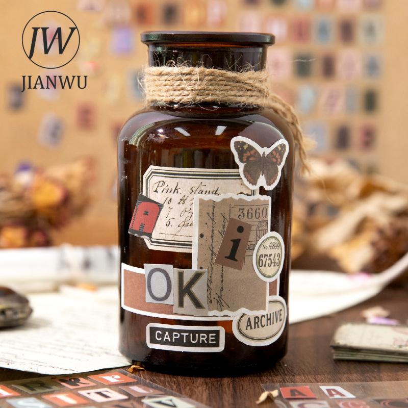 JIANWU Belated Letter Series Vintage Letter Number Landscape Material Collage Scrapbooking Sticker Creative Journal Stationery