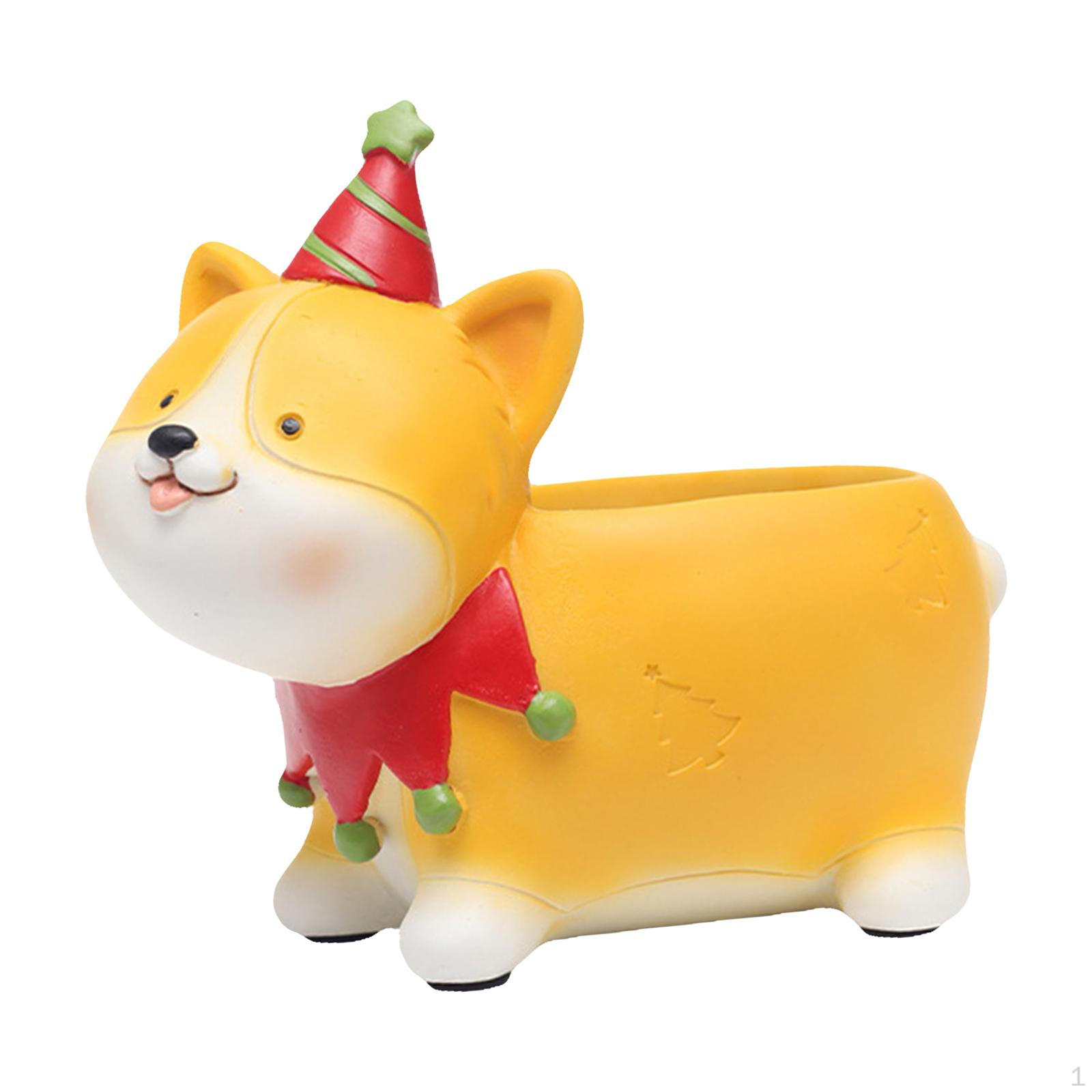 

Креативный цветочный горшок с дренажным контейнером Рождественская ваза Садовые горшки из смолы для Dog_13cmx7.5cmx7.5cm