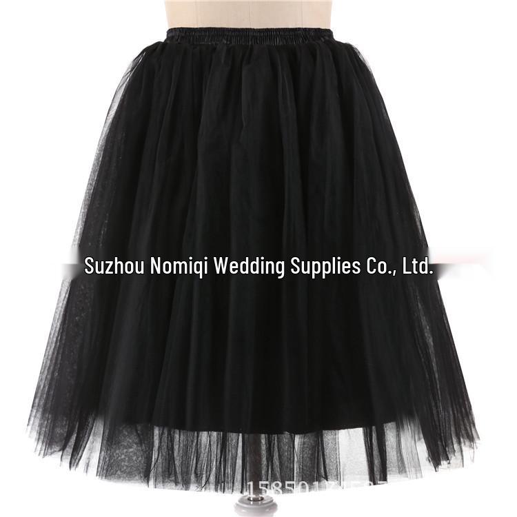 Elegant Five-Layer Tulle Half-Length Puffy Skirt - 65cm Long