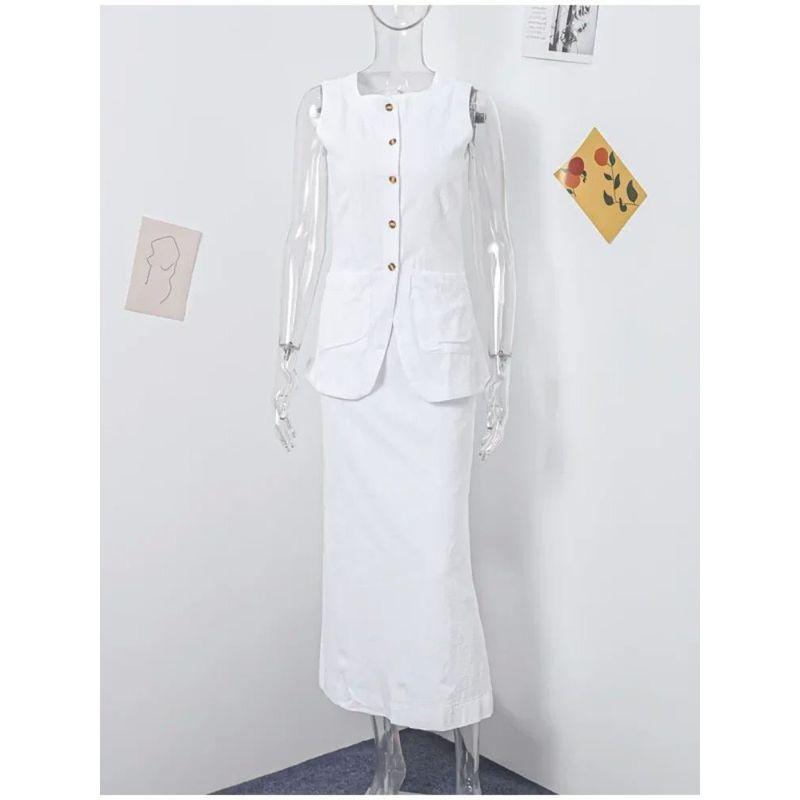 

Square Collar Sleeveless Vest Skirtset Square Collar Sleeveless Vest Skirt sets Set L