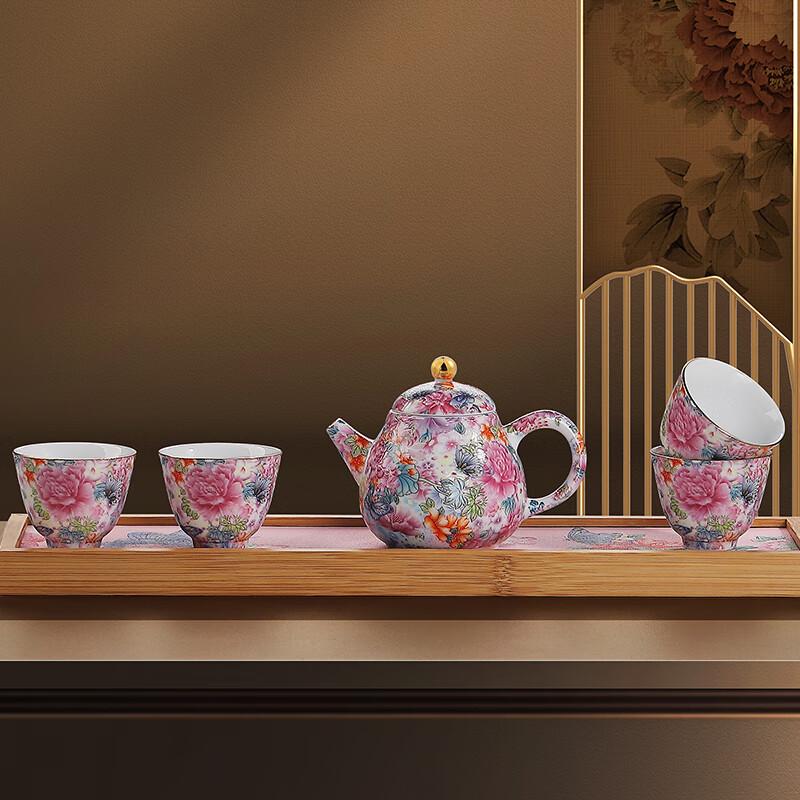 

LIU Ceramic Tea Set with Wooden Tea Tray