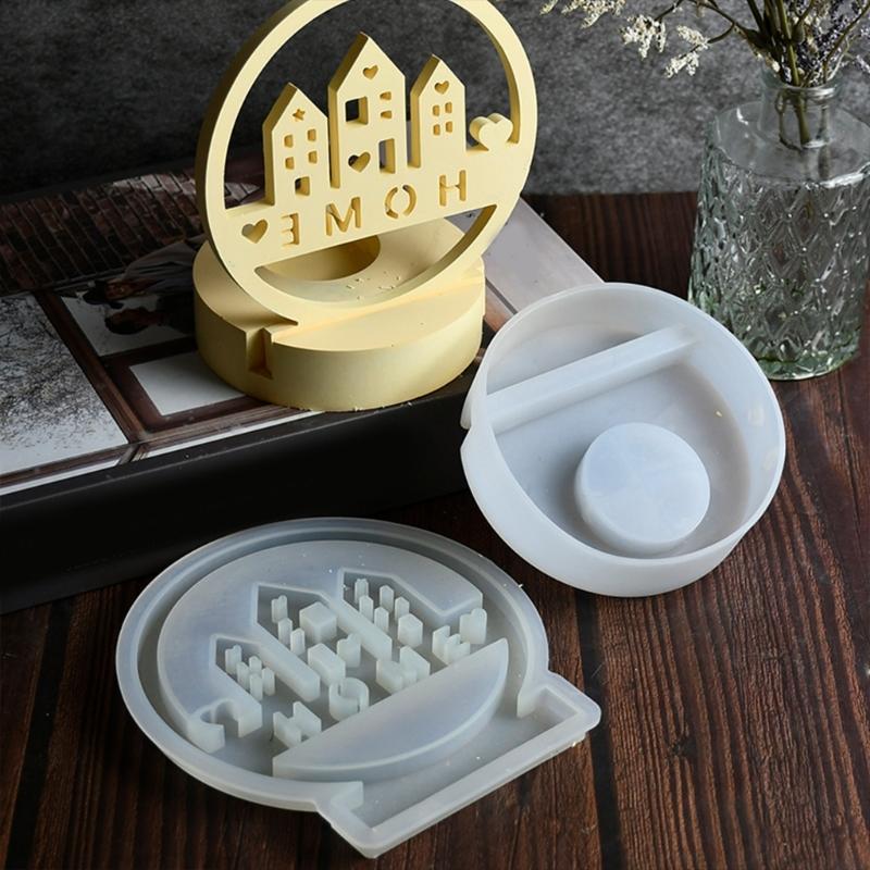 Home House Candle Holder Molds Love House Castings Moulds Candlestick Silicone Molds Plasters Molds for Home Decoration
